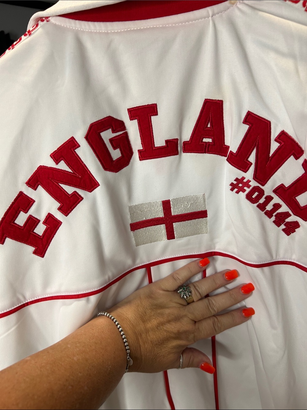 KONVICT White & Red Rhinestone England Zip-Up Jacket - Picture 9 of 9
